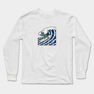 Cute Cat Goes Surfing Long Sleeve T-Shirt